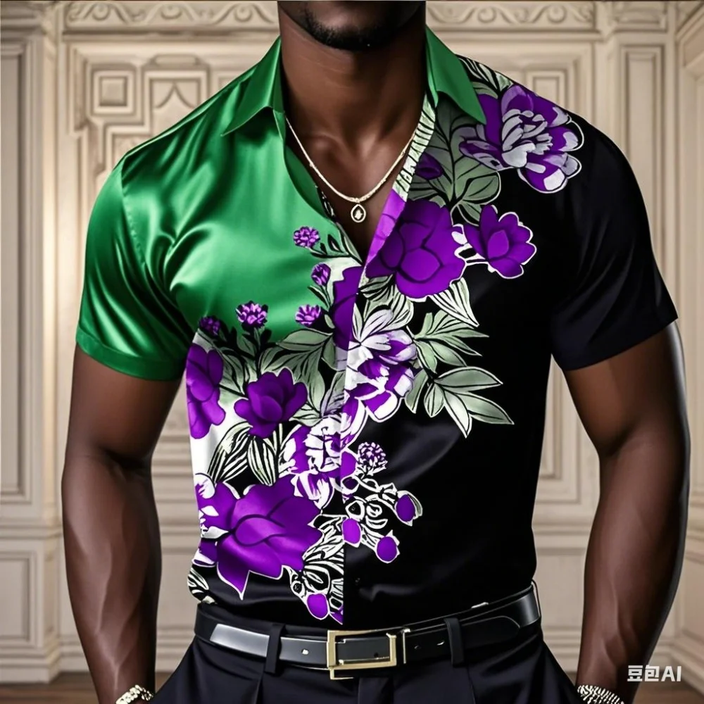 Men's shirt floral casual comfortable button long sleeved shirt party gift four season collar high-quality shirt