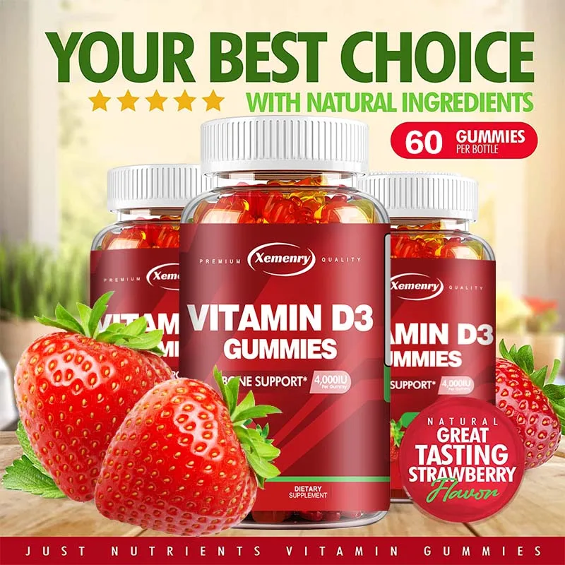 Vitamin D3 - Helps Calcium Absorption, Fights Fatigue, Improves Immunity, and Promotes Muscle and Bone Health - 60 Gummies