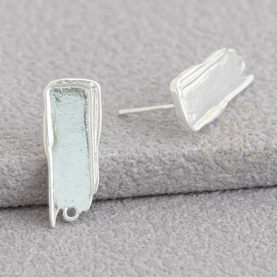 DIY Supply - قطعتان من عمود القرط النحاسي الصلب مع دبوس من الفضة الإسترليني - غير منتظم 23.2 × 9.3 ملم (4923C-1)