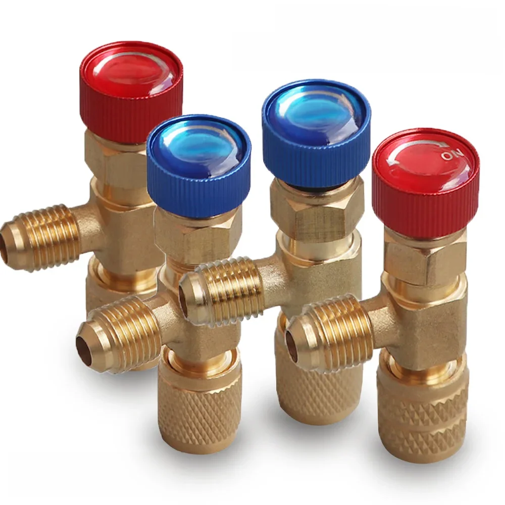 1/2/4 sztuk zawór bezpieczeństwa czynnika chłodniczego klimatyzacji R410A R22 1/4 "ładowanie chłodnicze bezpieczeństwo płyn Adapter części do narzędzi ręcznych — zdjęcie 2