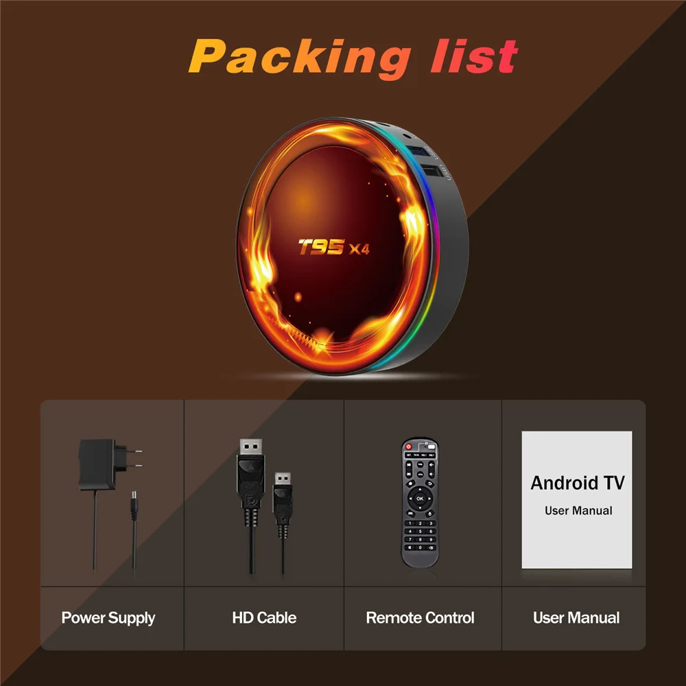 T95 X4 TV Box Amlogic S905X4 4GB 64GB 1000M 8K 3D BT4,0 2.4G&5G Wifi Android 11 Media Player Set Top Box