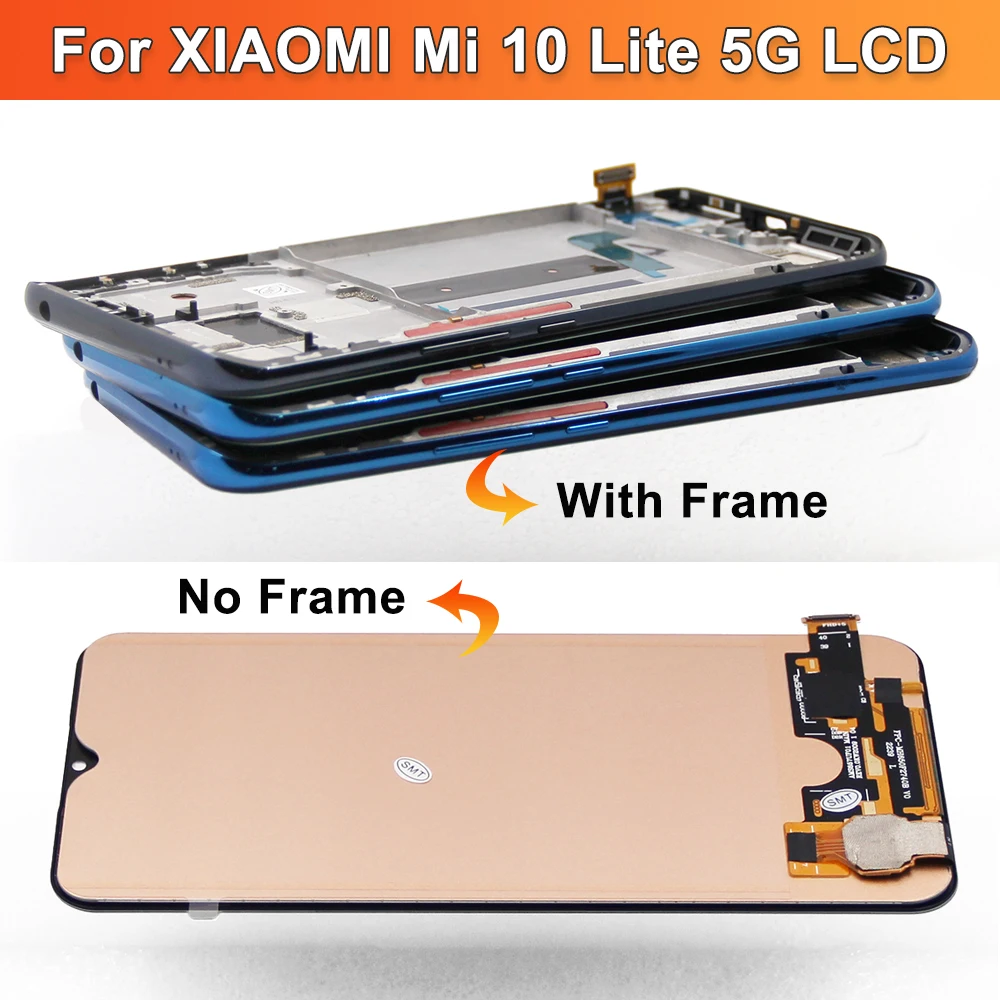 100% Test Mi 10 Lite Lcd For Xiaomi Mi10 Lite Lcd Display Touch Screen Digitizer Assembly For Mi 10Lite Lcd M2002J9G 5G