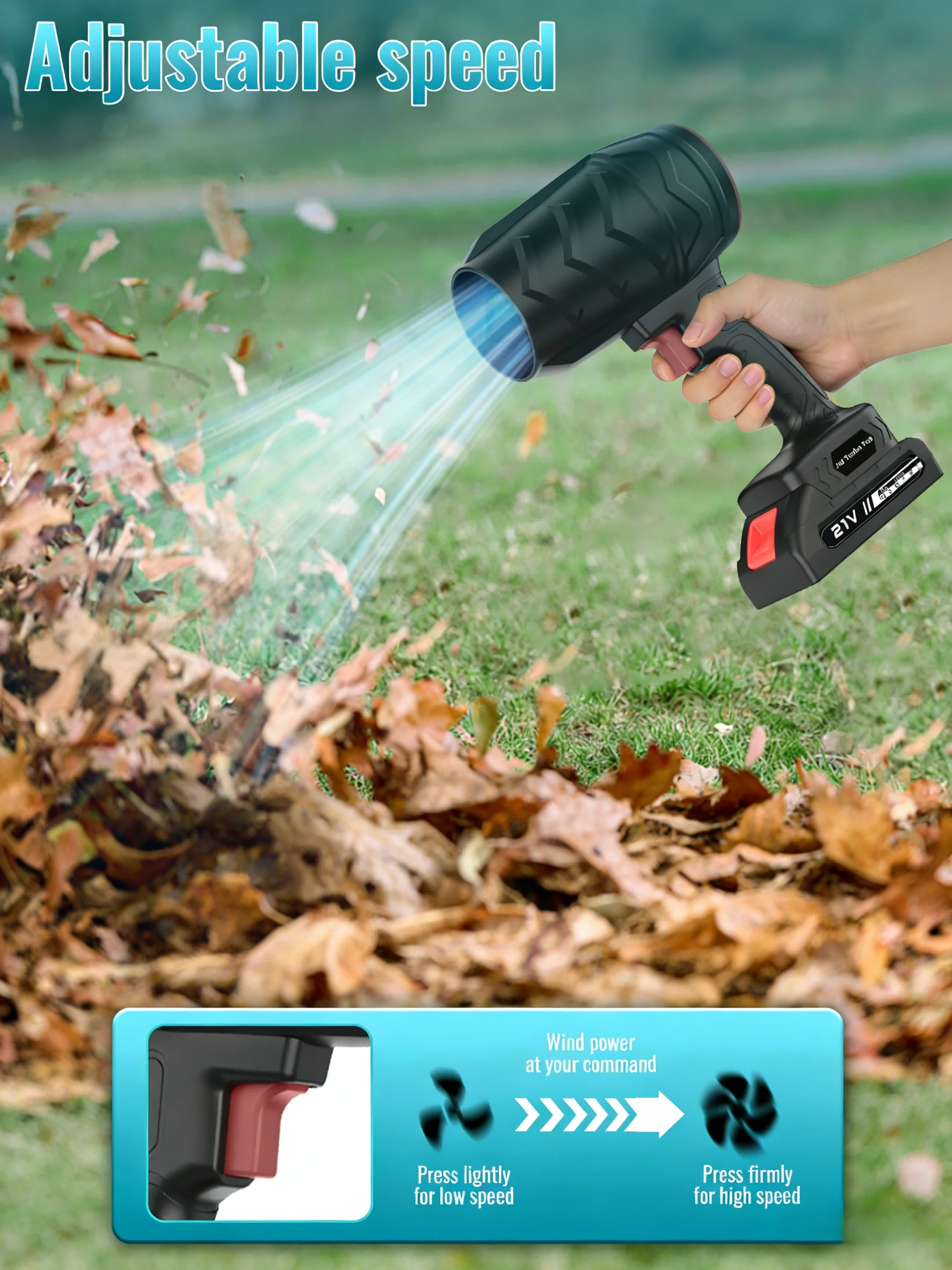 Elektrische turboblaasapparaat, draagbaar, krachtig, snoerloos, voor bladeren, stof, sneeuw, tuin, auto, voor Makita accu - afbeelding 2