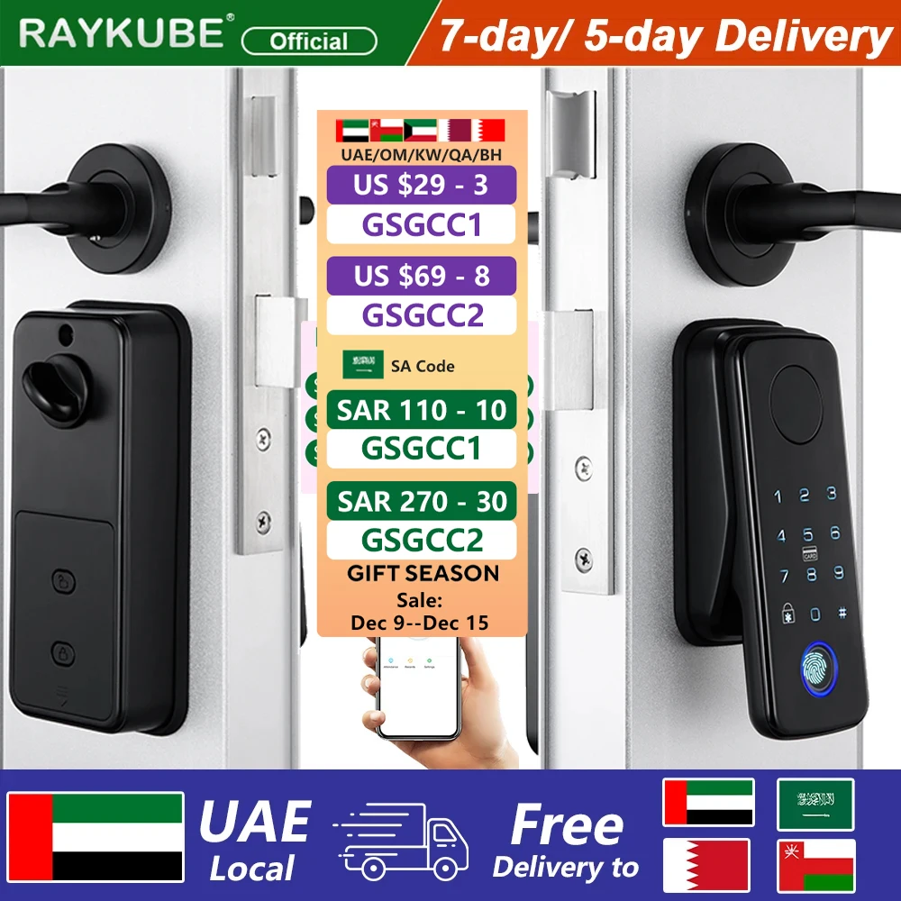 RAYKUBE N1 TT Lock Auto Smart Fingerprint Lock APP Remote Unlock Easy Install No Punching No Wiring From UAE to the Middle East