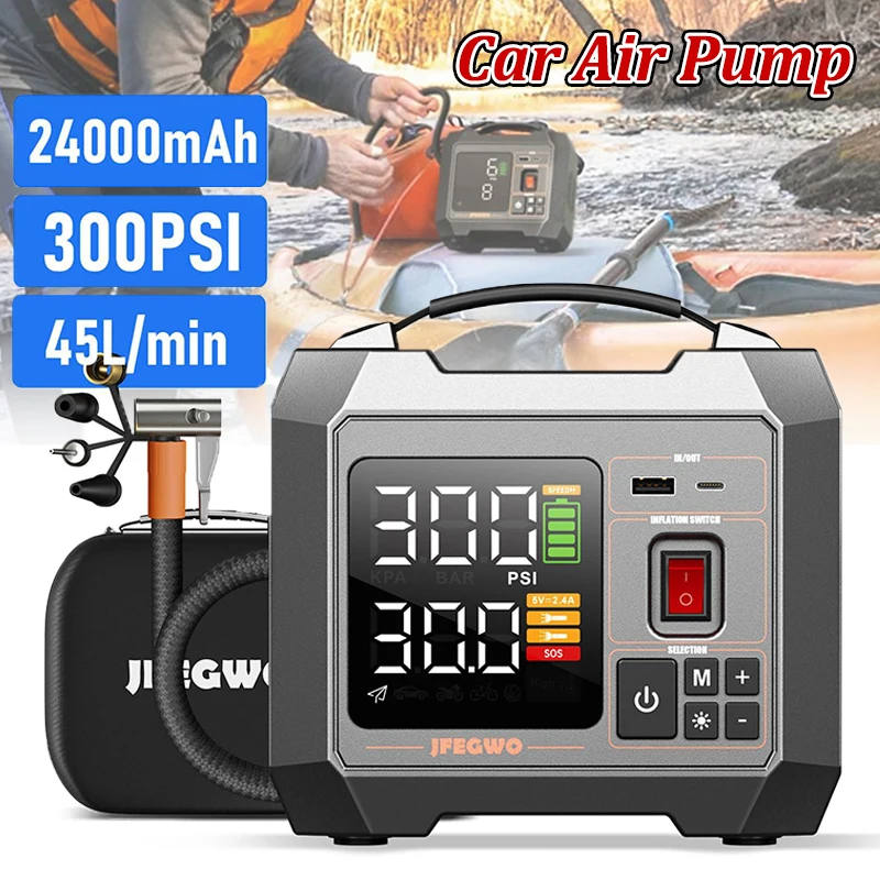 Powerful Car Air Compressor With Battery 24000mAh Electric Tire Inflator For Car Air Pump Tire Inflatable Pump