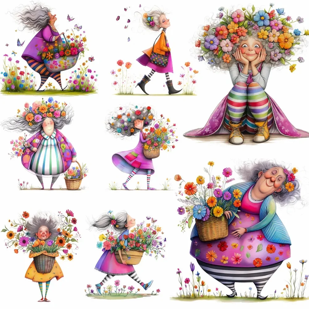 Patchs de transfert de chaleur pour grand-mère original, pour vêtements, bricolage, niveau A, pour vieilles femmes, Patch à repasser sur T-shirts, autocollants thermiques en vinyle