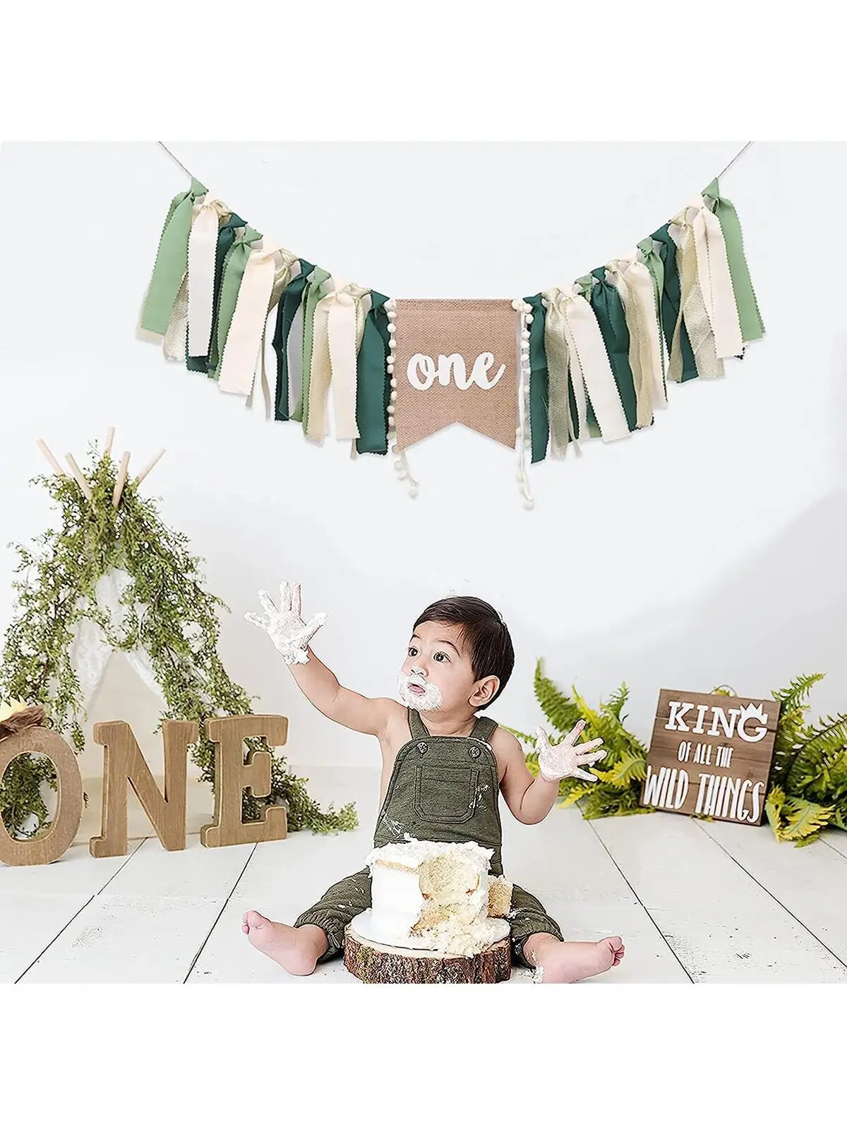 Wild One Highchair Banner - highchair Banner 1st Birthday Boy,Wild Things Highchair Banner, Woodland Birthday, Safari Jungle Hig