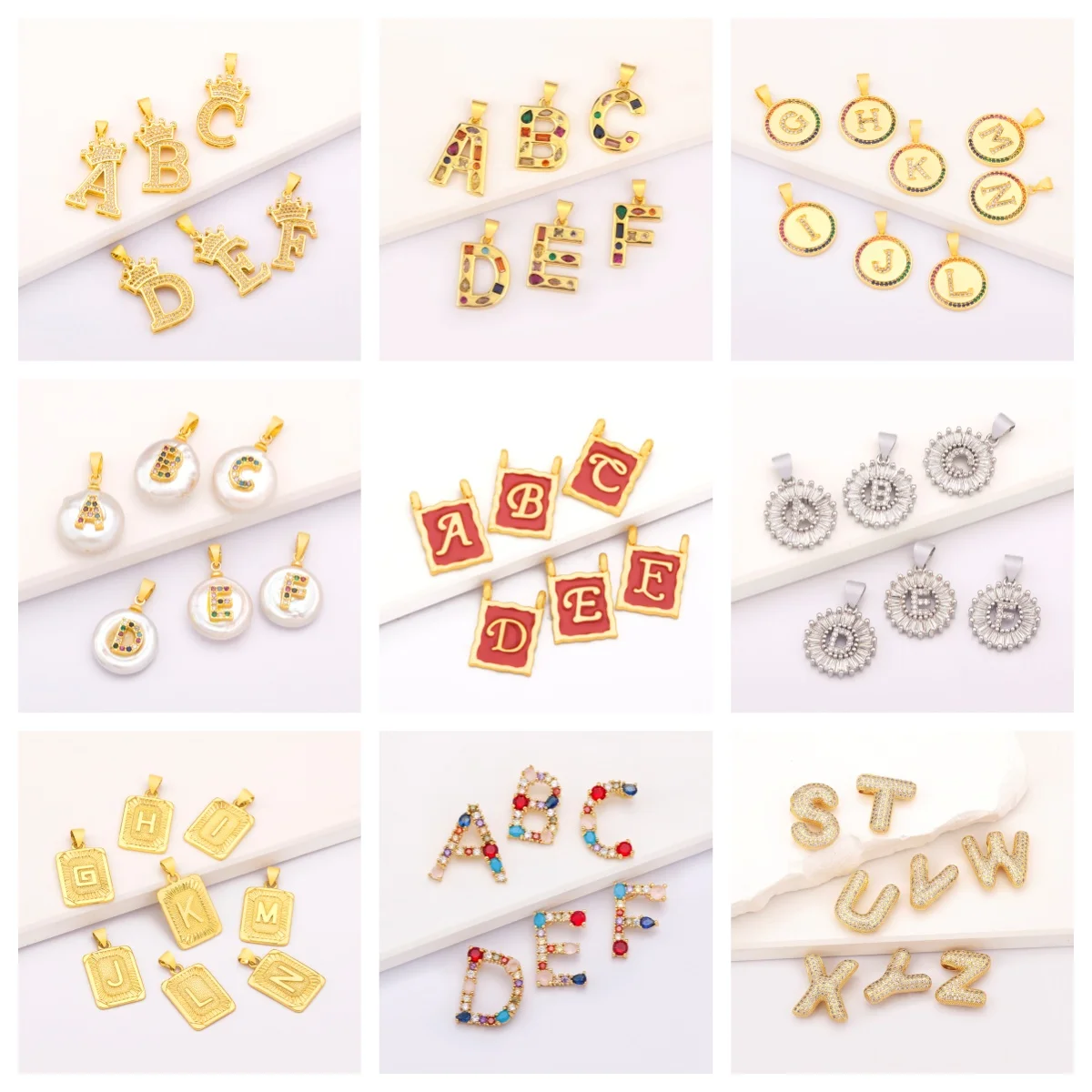 Multi-Choose A-Z Initial 26 Letters Pendant DIY Necklaces Handmade Charm Jewelry Accessories Supplies 26 Letters/Set Wholesale