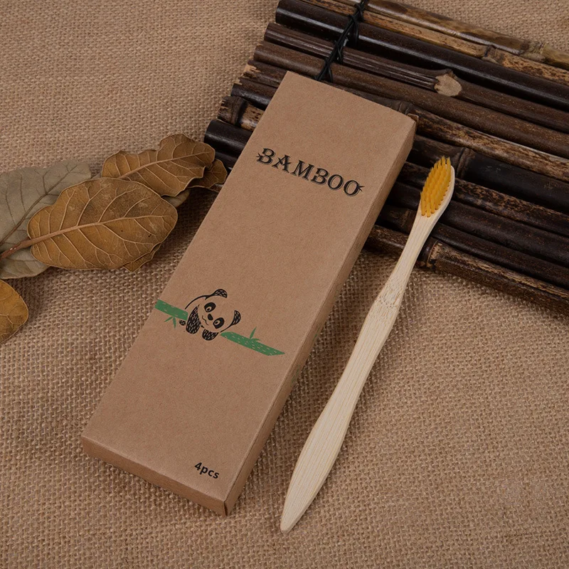 4PCS Charcoal Bamboo Toothbrushes  - Extra Soft Natural Bristles for Adults & Kids Teeth | Zero Waste Biodegradable Tooth Brush