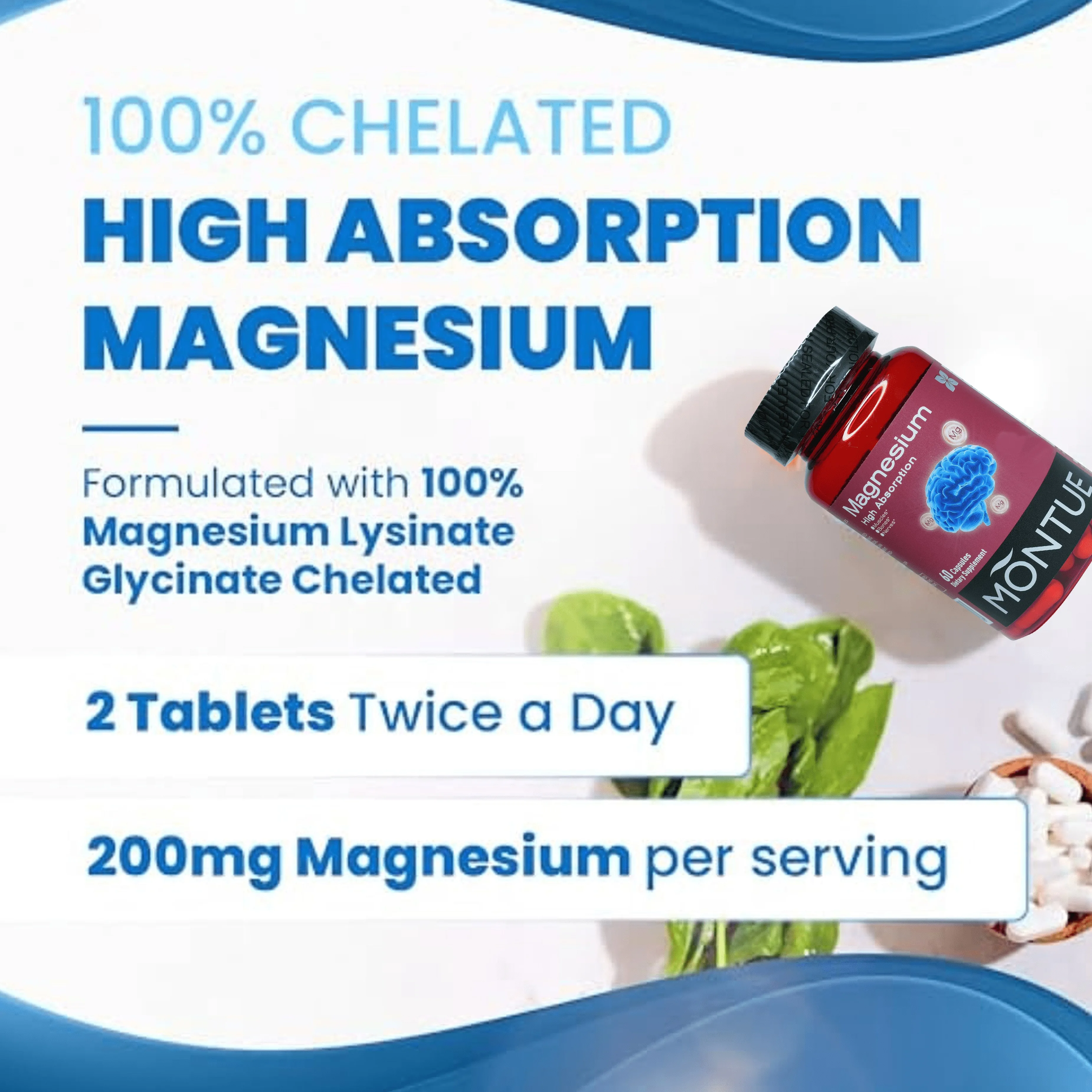 Magnesium Complex | Magnesium Glycinate, Malate, & Citrate for Muscles, Nerves, & Energy | High Absorption | 60 Capsules