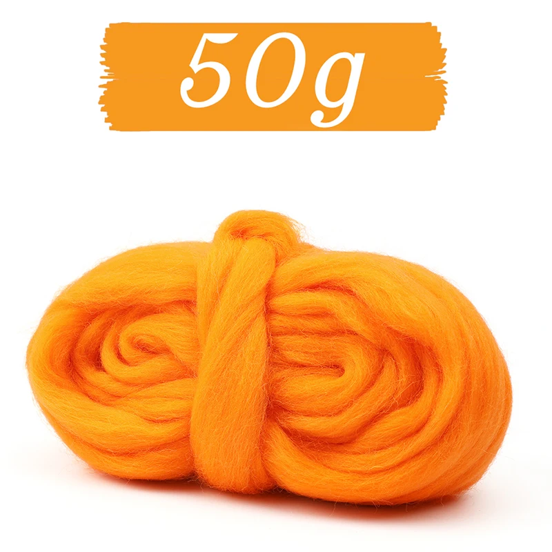 TLKKUE-Fieltro de lana hecho a mano, 50g, 69 colores, fibra de lana suave giratoria para fabricación de muñecas, herramientas de artesanía de