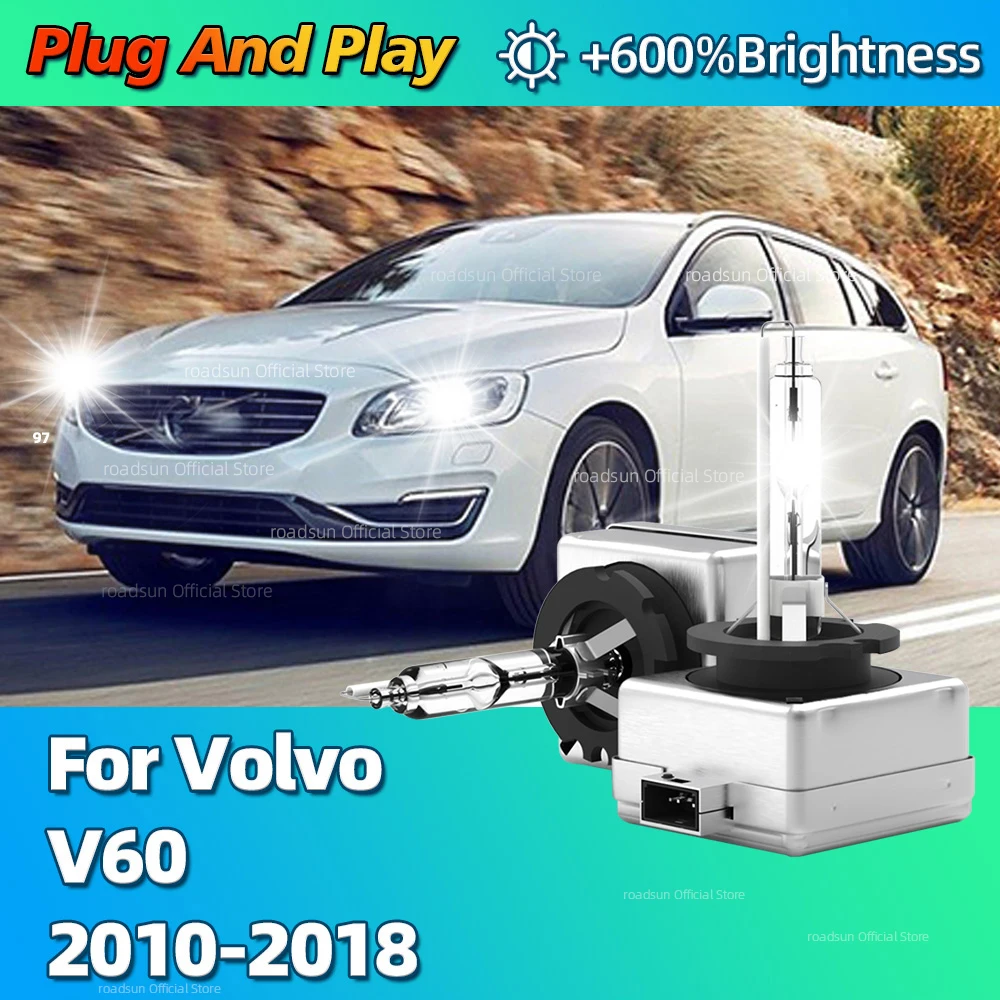 

6000K HID Bulb HID Xenon Headlight D3S Car Lamp 10000LM Bright For Volvo V60 2010 2011 2012 2013 2014 2015 2016 2017 2018