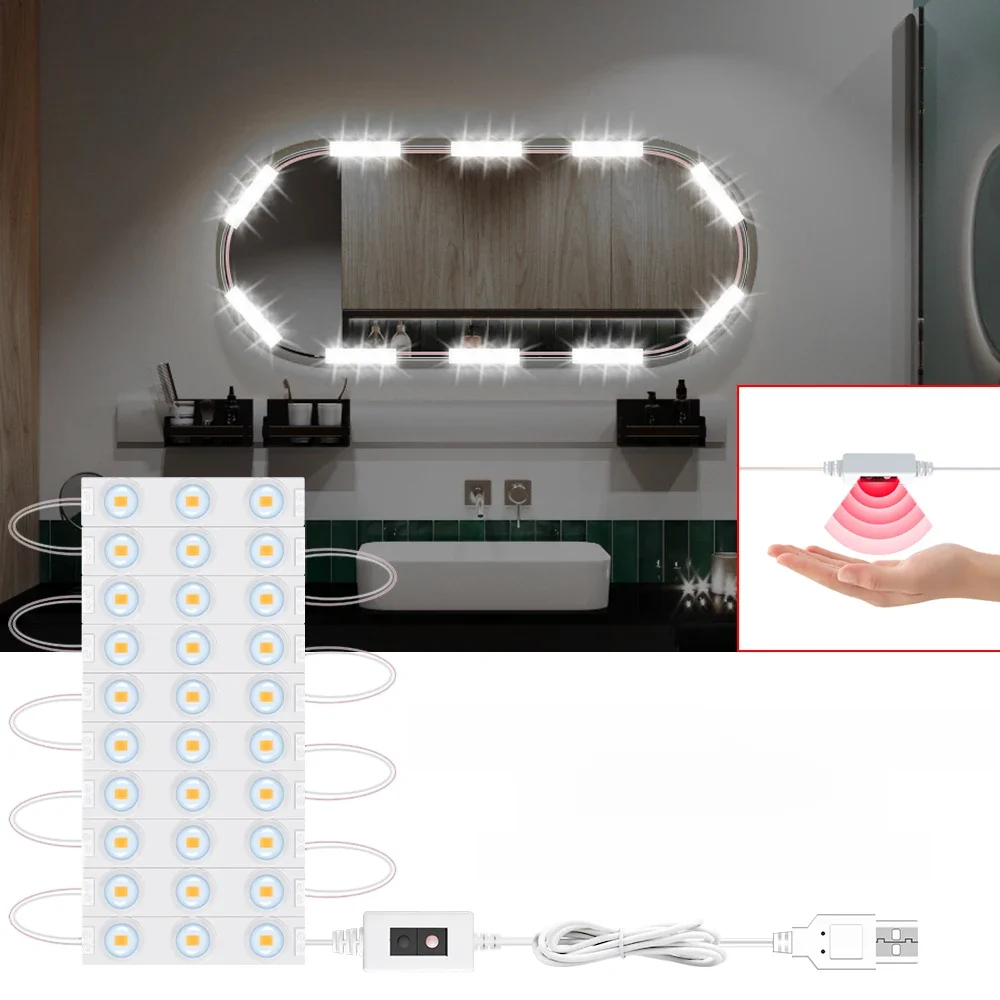 LED Vanity Mirror Lights Dressing Table Lamp Hand Sweep Sensor Dimmable Wall Lamps Home Room Bedroom Bathroom Mirrors Decoration
