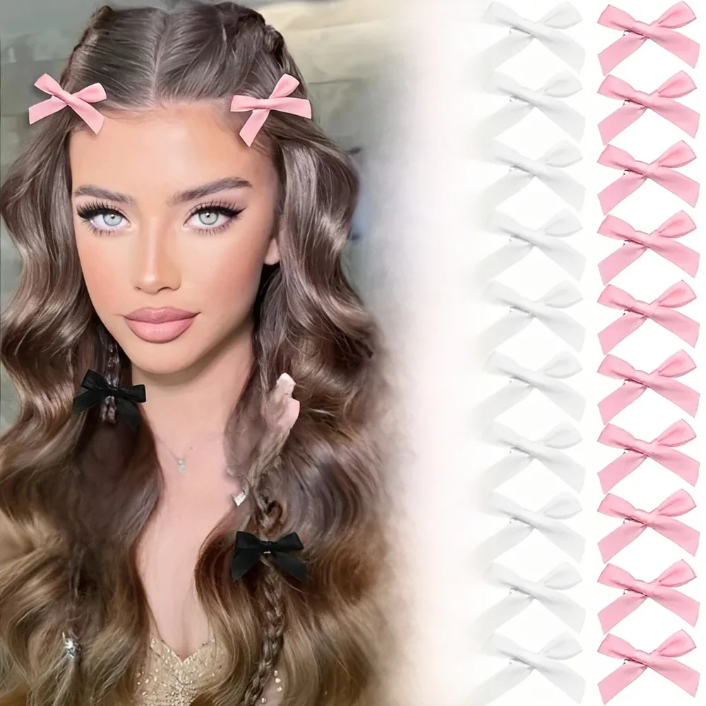 Mini pinces à cheveux Y2k pour filles, 5 à 24 pièces, épingle à cheveux en métal, Barrette, ruban fait à la main, frange, accessoires de cheveux à la mode