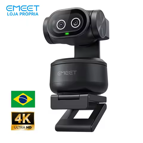 Webcam 4K EMEET PIXY PTZ com Câmera Dupla 1080P60fps, Controle por Gestos e Rastreamento por IA para Streaming, Compatível com OBS/Twitch/Switch2
