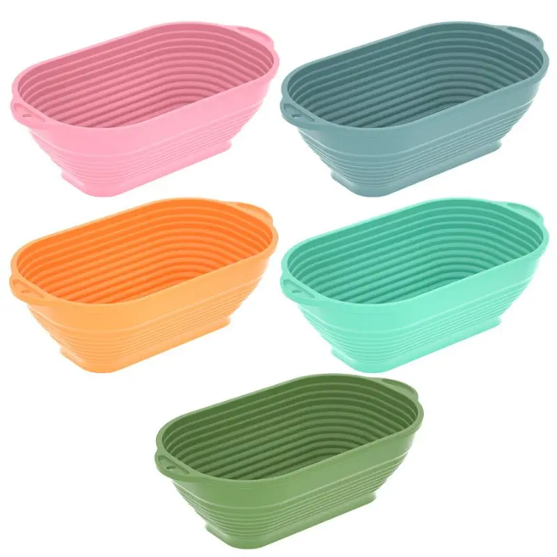 Silicone Bread Basket Baking Dessert Oval Dough Bread Proofing Baskets Collapsible Storage Fermentation Sourdough Basket Kitchen