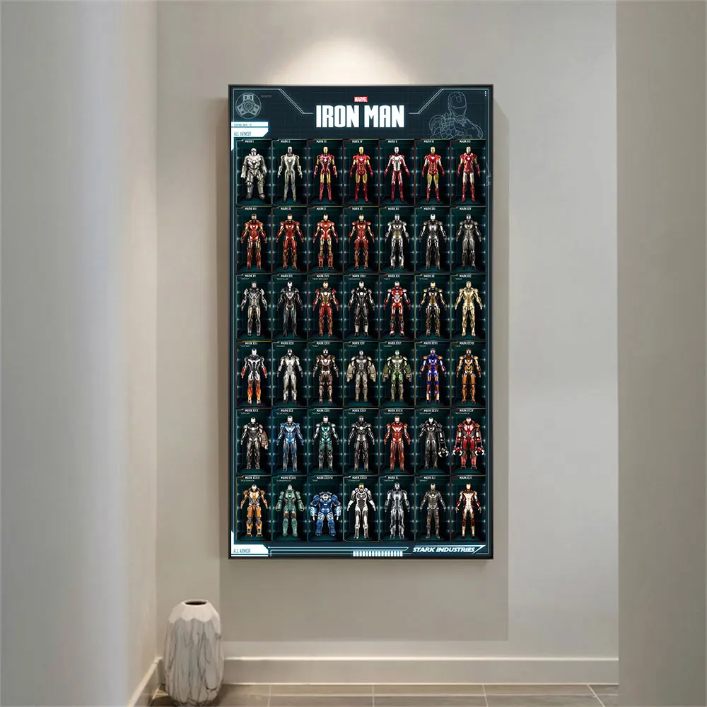 Disney Iron Man All Armor Suits Canvas Painting Poster Prints Cartoon Huge HD Wall Art Picture For Living Room Home Decoration