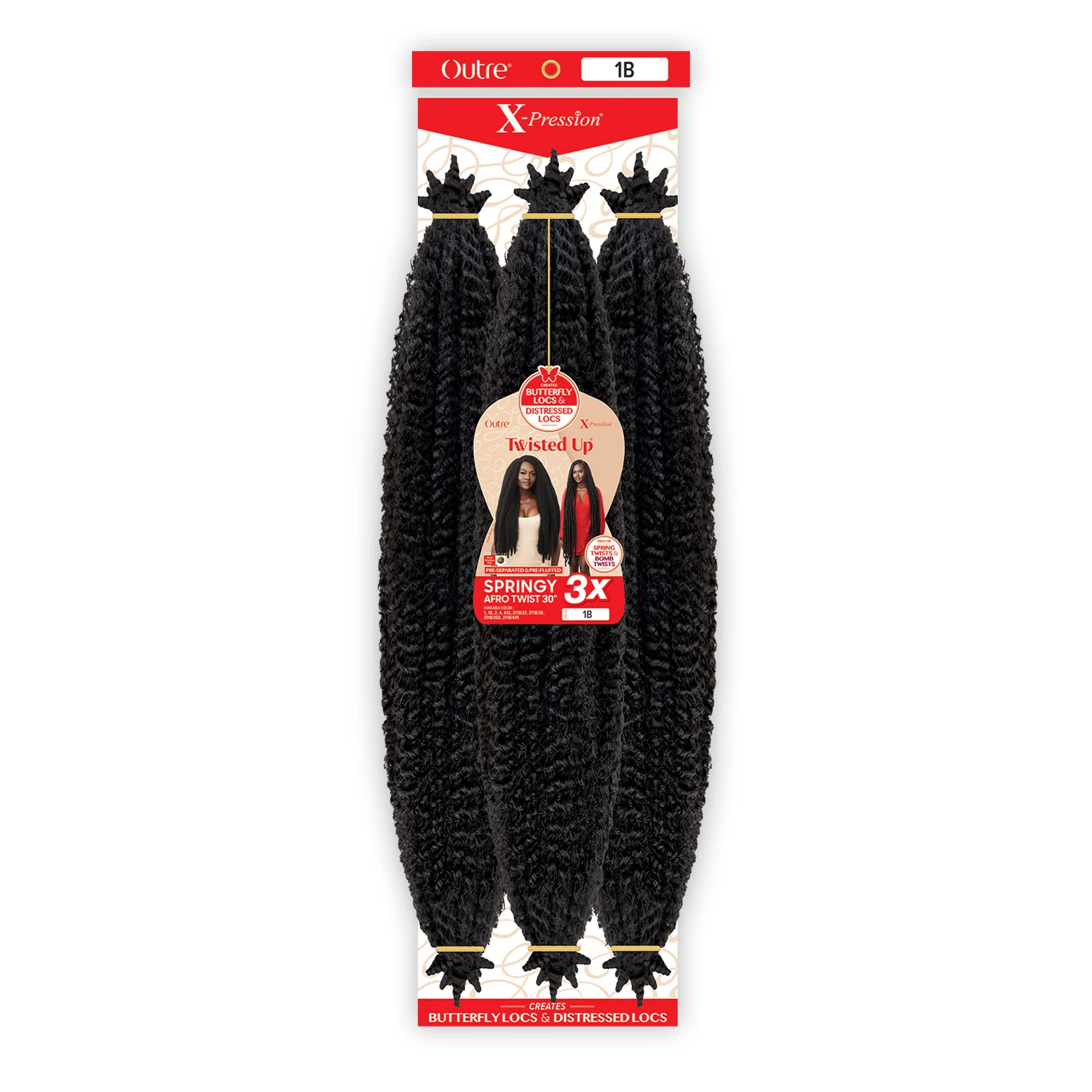 Outre Synthetic Braids X-Pression Twisted up 3X Springy Afro Twist 30