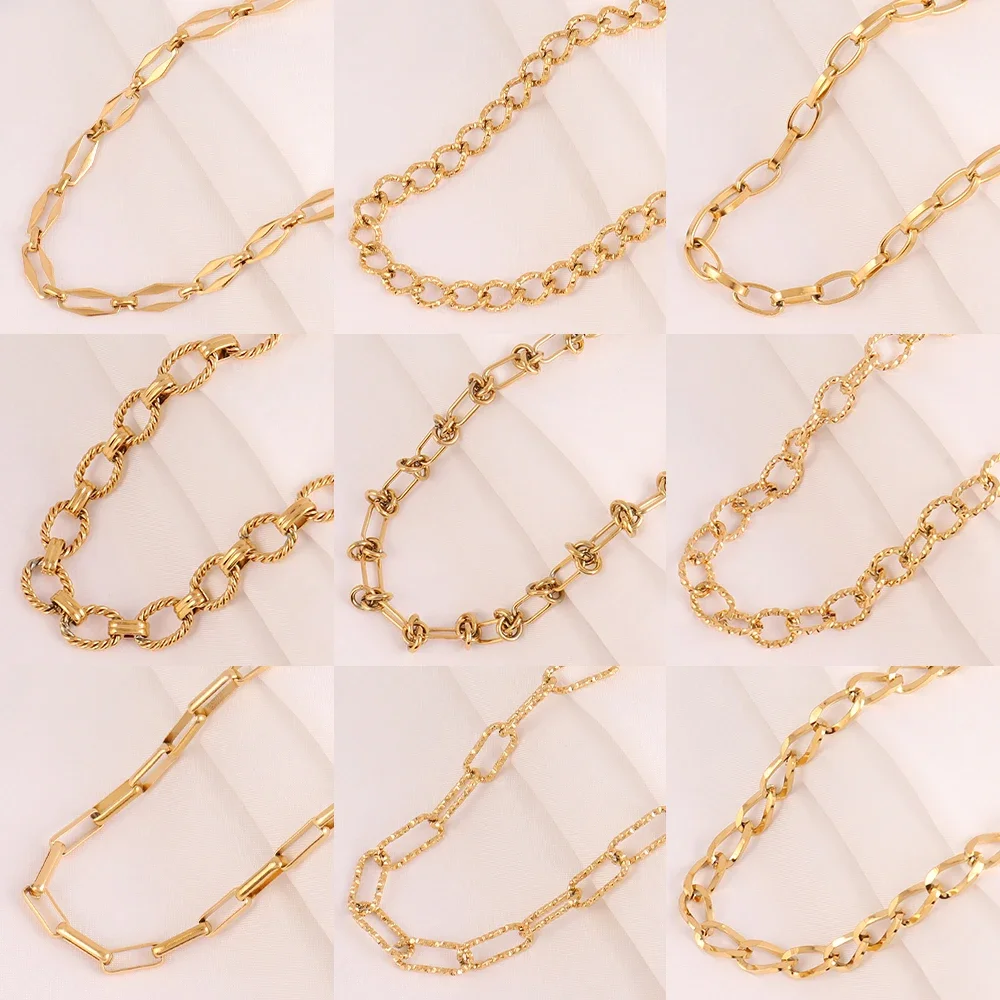 Naszyjnik ze stali nierdzewnej 316L złoty kolor gruby łańcuszek Choker naszyjniki dla kobiet naszyjnik biżuteria Boho kołnierz prezent hurtowo — zdjęcie 2