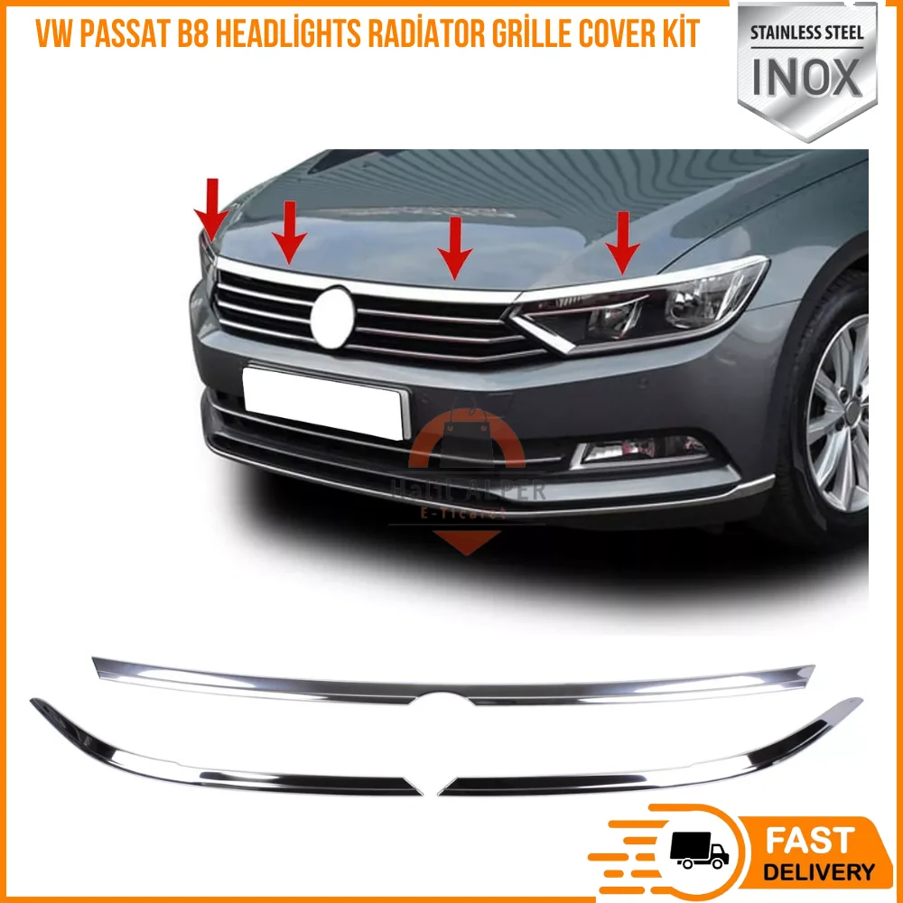 For VW Passat B8 Headlights Radiator Grille Cover Kit Stainless Steel Affordable Car Parts High Quality Satisfaction