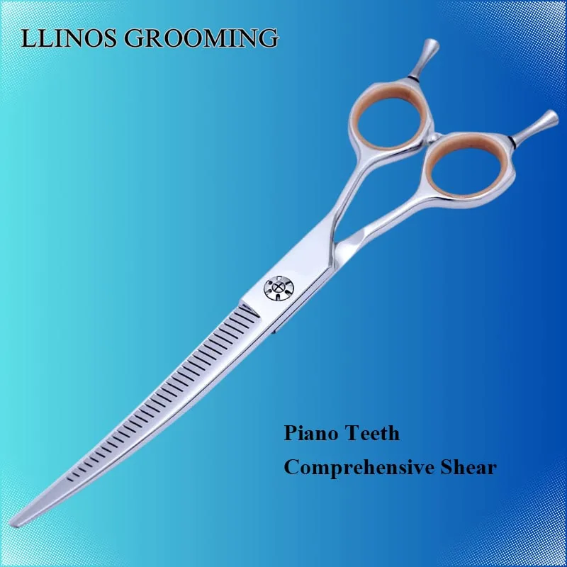

7-дюймовые ножницы для прореживания домашних животных вверх/вниз, для правой руки, изогнутые ножницы для ухода за собаками, 135 зубьев