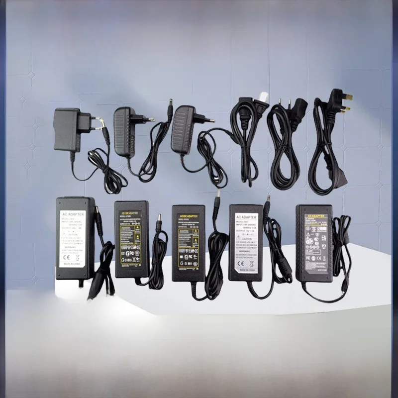 Adaptateur d'alimentation LED AC 220V Fonte 5V 12V 24V, DC 6V 9V 10V 13V 15V 1A 2A 3A 5A 6A 8A 10A 5.5x2.1 ~ 2.5mm pour bande Led