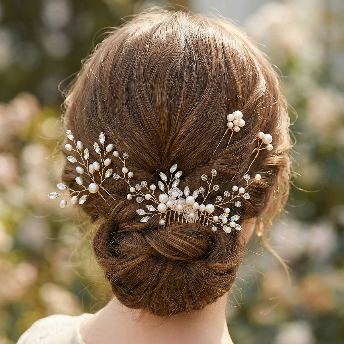 

Набор из 4 золотых заколок-гребней для волос с жемчугом и кристаллами, свадебные аксессуары для волос, модные цветочные украшения для женщин, ювелирные изделия для вечеринок