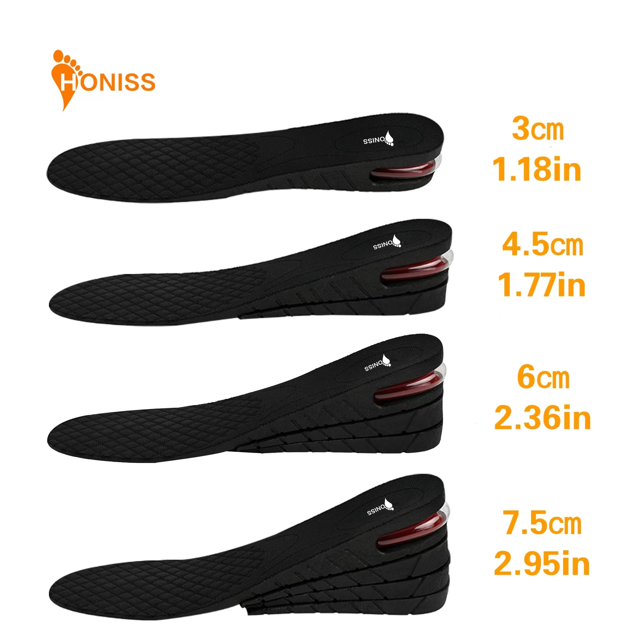 

Height Increase Insole Invisible Heightening Template Air Cushion Shoe Inserts Variable Height Insoles Adjustable Cut Foot Pad