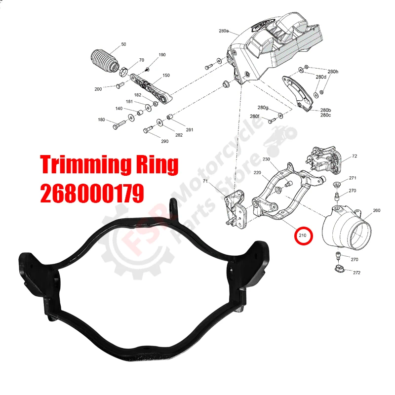 TRIMMING RING,Fits SEADOO SPARK 2up/3up 900 HO ACE TRIXX,Part Number 268000179,Jet Ski Accessories