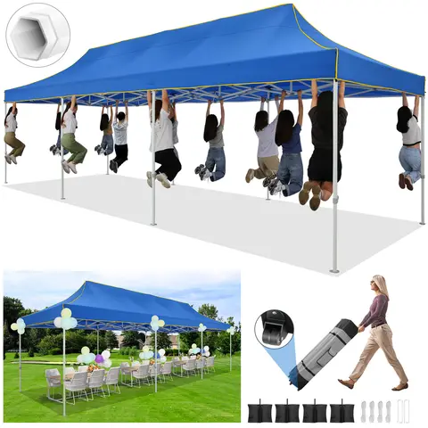 10x30ft popup-tält med tak, lusthus, kraftfullt tält, markis utan sidovägg, utomhus, kommersiellt evenemang, direkttält, lusthus 8 best sales uppfällbart tält med kapell - №2