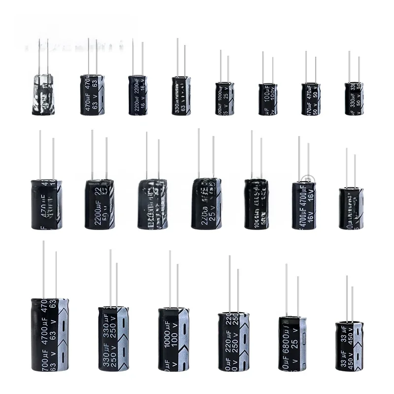Condensateur électrolytique en aluminium 10V 16V 25V 35V 50V 400V 450V 470UF 100UF 220UF 330UF 470UF 680UF 1000UF 47UF 10UF 22UF 0.47UF