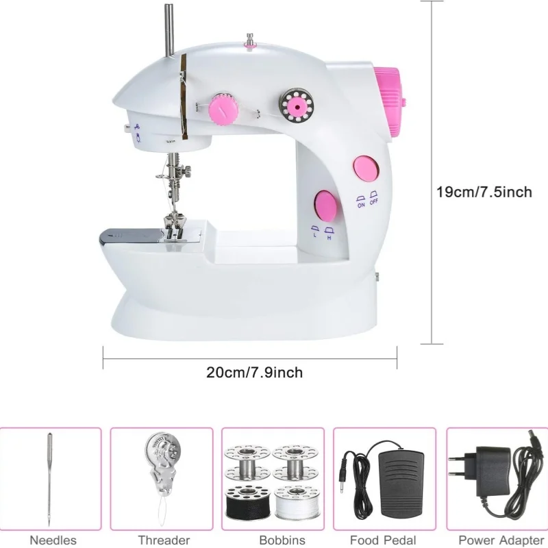 Mini Máquina Costura Portátil Com Pedal Elétrica Costureira Bivolt 110V/220V