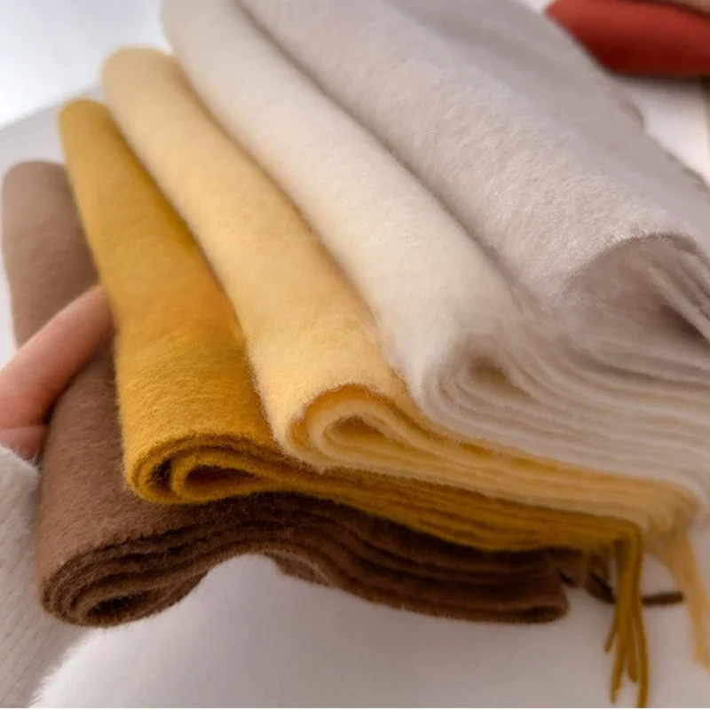 100% Wełniany Szalik Zimowy Dla Kobiet Długie Ciepłe Szaliki Kaszmirowe Hidżab Solidny Szal Damski Chusta Pashmina Bandana Szaliki na głowę Nowy — zdjęcie 2