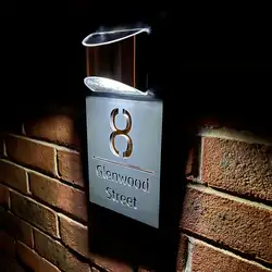 Personalized Solar Light Laser Cutting House Plate Address Signs Modern House Sign for Outside Housewarming Gift Address Plaque