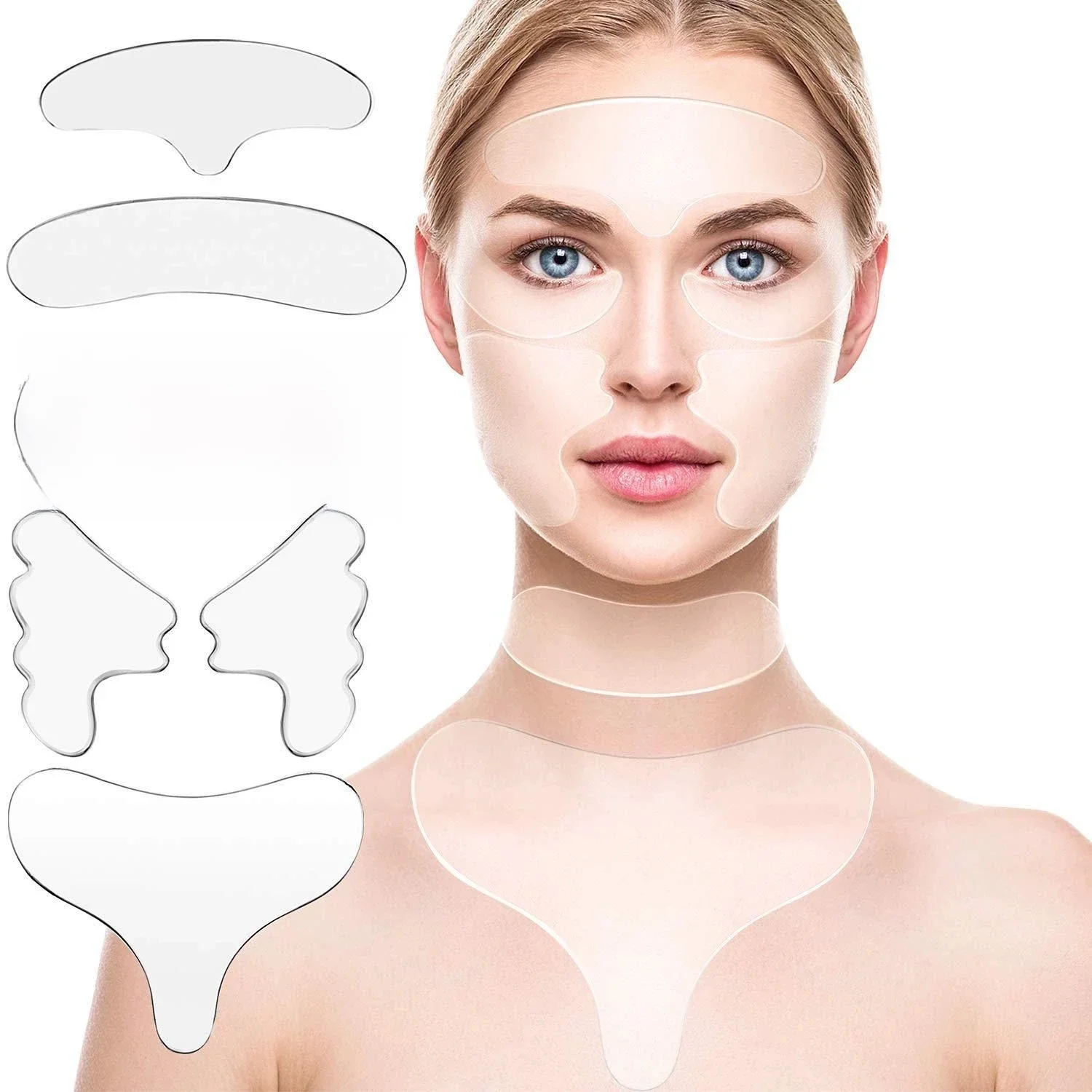 Coussinets de soins de la peau réutilisables, Anti-rides, pour les yeux, le menton, le front, en Silicone de qualité médicale, patchs invisibles réutilisables pour Lifting du visage, 100%