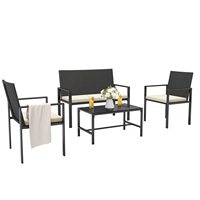Bigzzia outdoor furniture Set 4PCs Patio Rattan furniture sofa Weaving Wicker,Corner Sofa Couch Patio Furnitures Garden Home