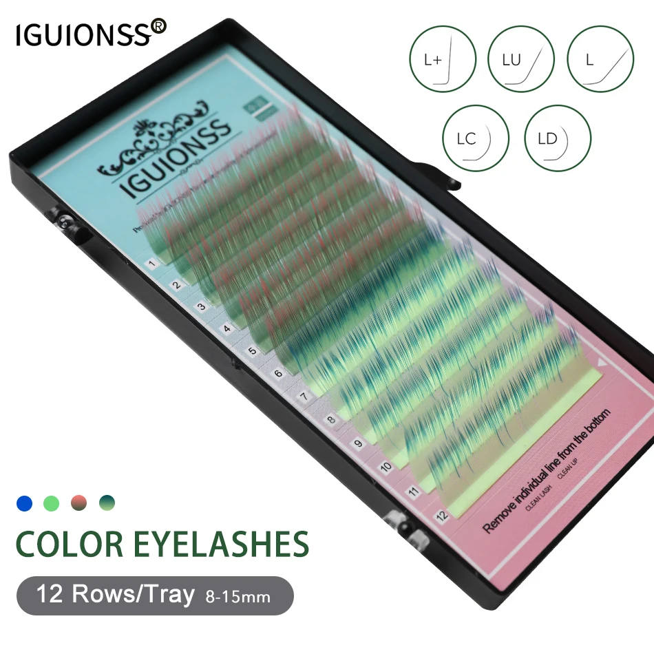 IGUIONSS Colorful Individual lashes LC LD LU L L+ C D DD Curl eyelashes make up False Eyelashes tudo por 1 real e frete gratis