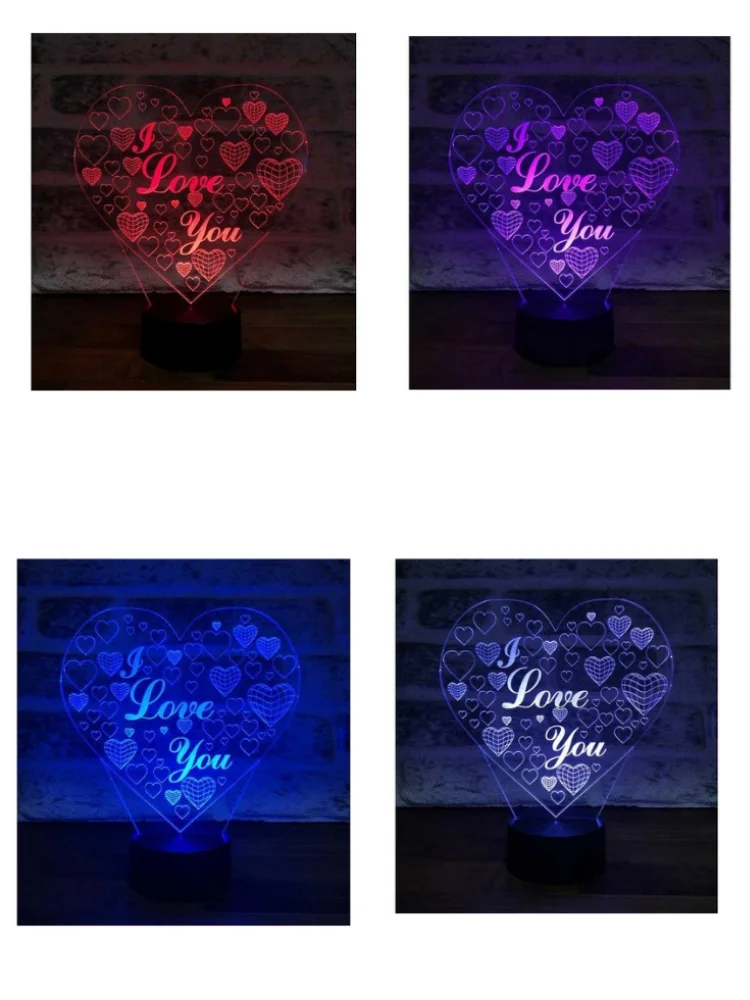 

You Can Get on with your lover Beautiful Gift Lamp 3 Dimensional Heart I Love You Lamp In Your Home, Your Office Decorative Purpose