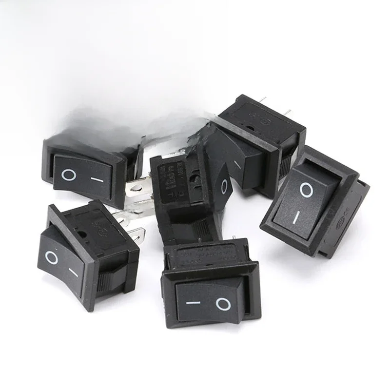 10 sztuk/partia 15*21mm 2 Pin SPST ON/OFF przełącznik Rocker łodzi 6A-10A 110V 250V KCD1-101 Snap-in czarne przełączniki — zdjęcie 2