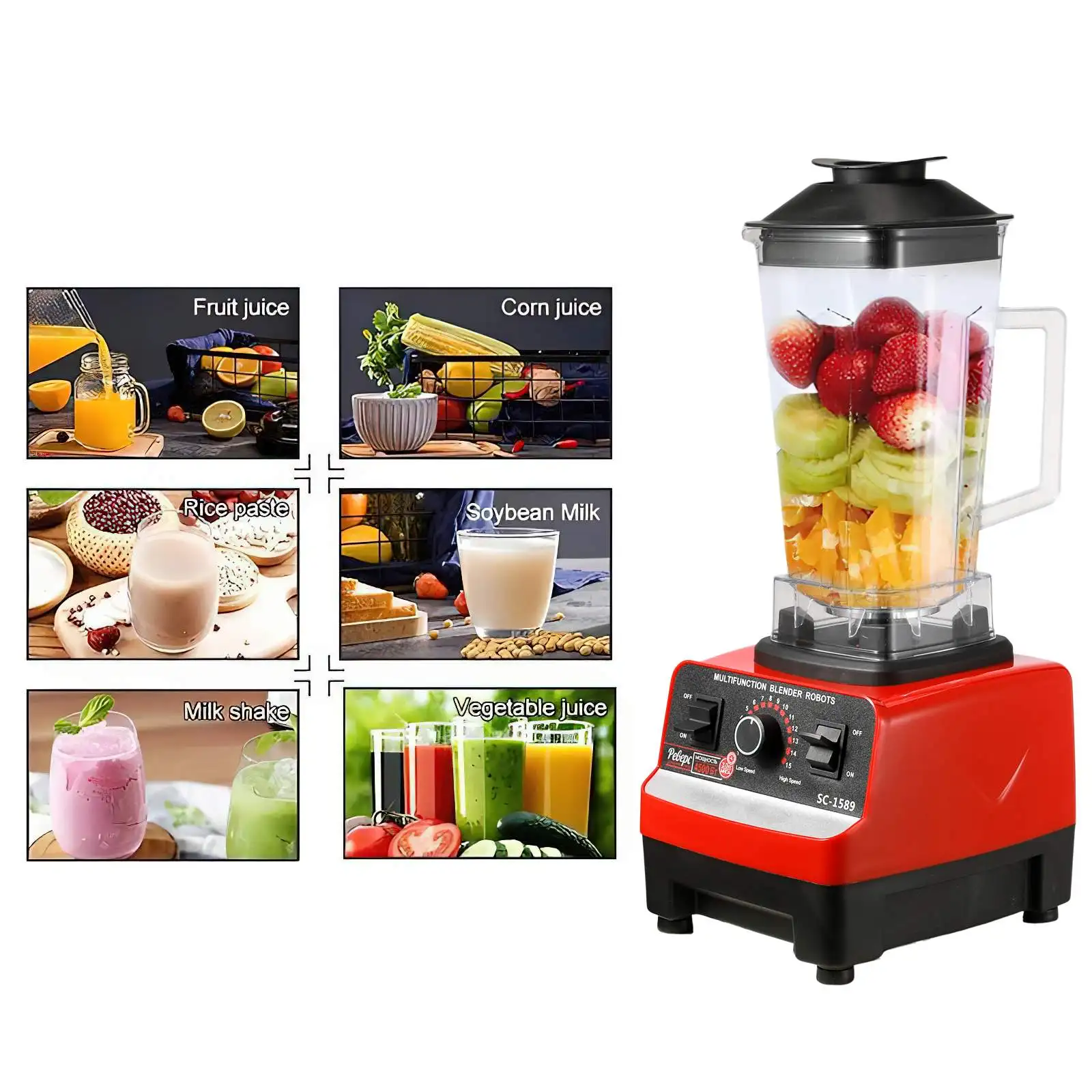 2000W 2-in-1 Langlebiger Standmixer, geeignet für Lebensmittelverarbeitungsmaschinen, Eiscreme-Smoothies, geeignet für Küchenmixer. – Detail 4