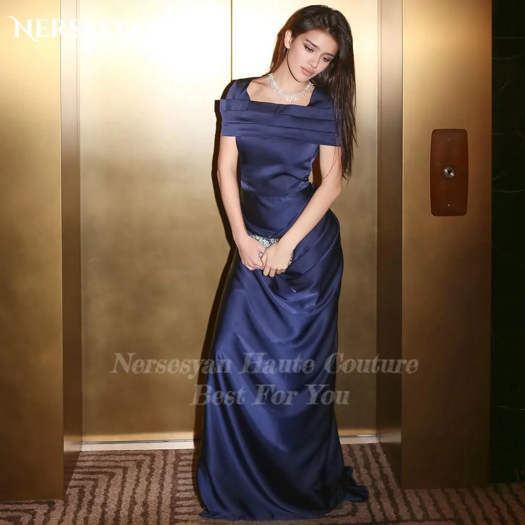 Nersesyan Elegantes vestidos de noche formales de sirena azul real con hombros descubiertos Vestidos de fiesta de satén пла Heiе ж dikaliе Khuе Disfruteч Khuе Personalizado