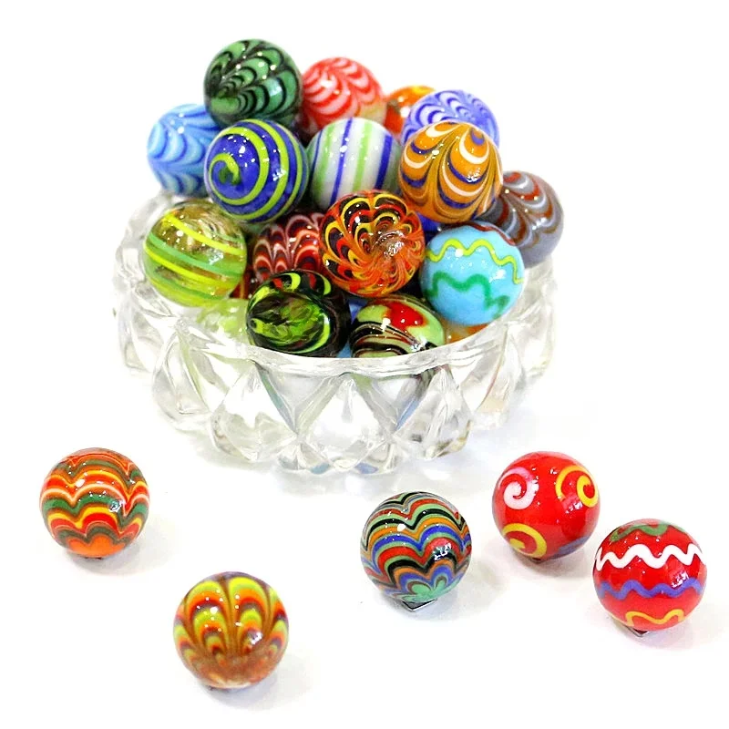 Boules de billes en verre de Murano colorées faites à la main, 25MM, ornements, Vase de maison, accessoires de décoration bonsaï, jeu de flipper, jouets pour enfants
