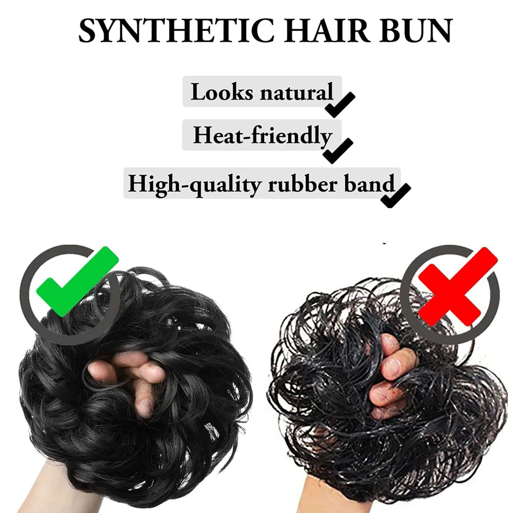 Synthetic Hair Bun Wig Ladies Hair Extension Scrunchie Elastic Wave Curly Hairpieces Black Brown Scrunchie Wrap