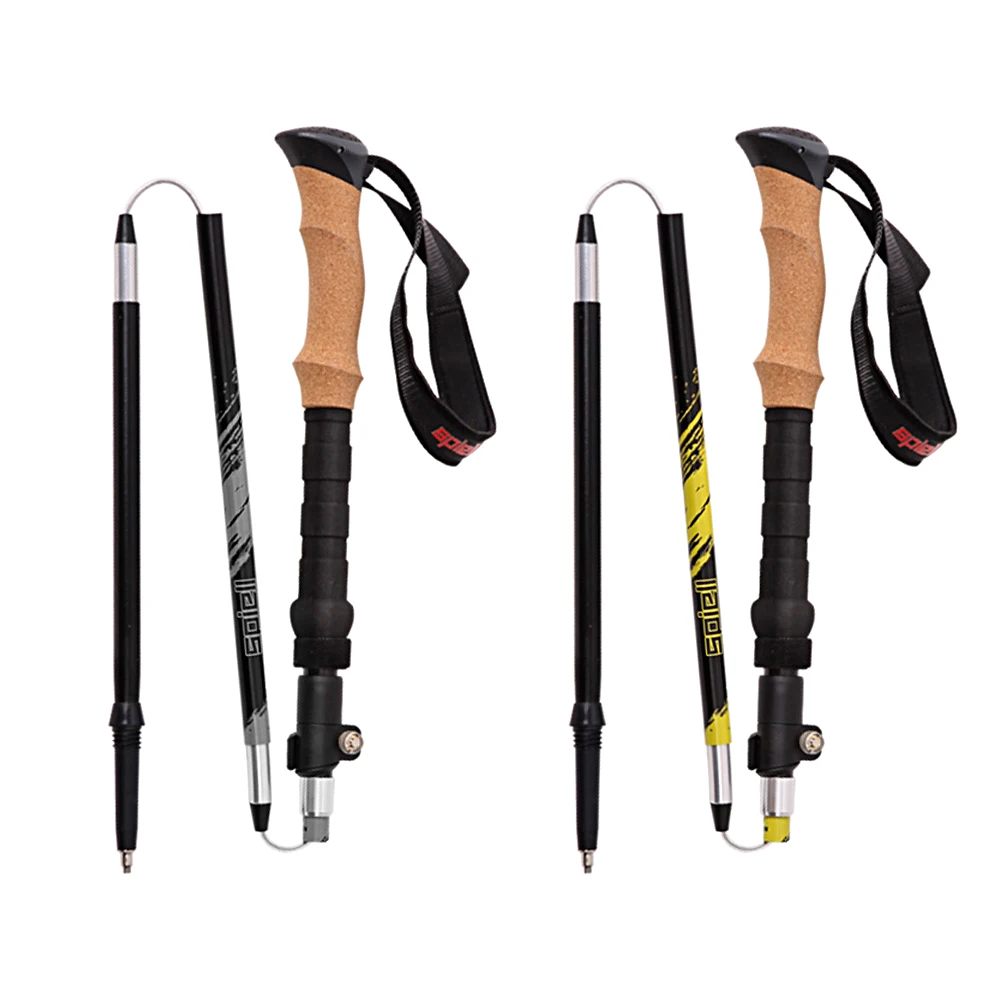 Spiell Fold Trekking Poles 5 Section Duralumin Walking Hiking Climbing sticks 2PCS