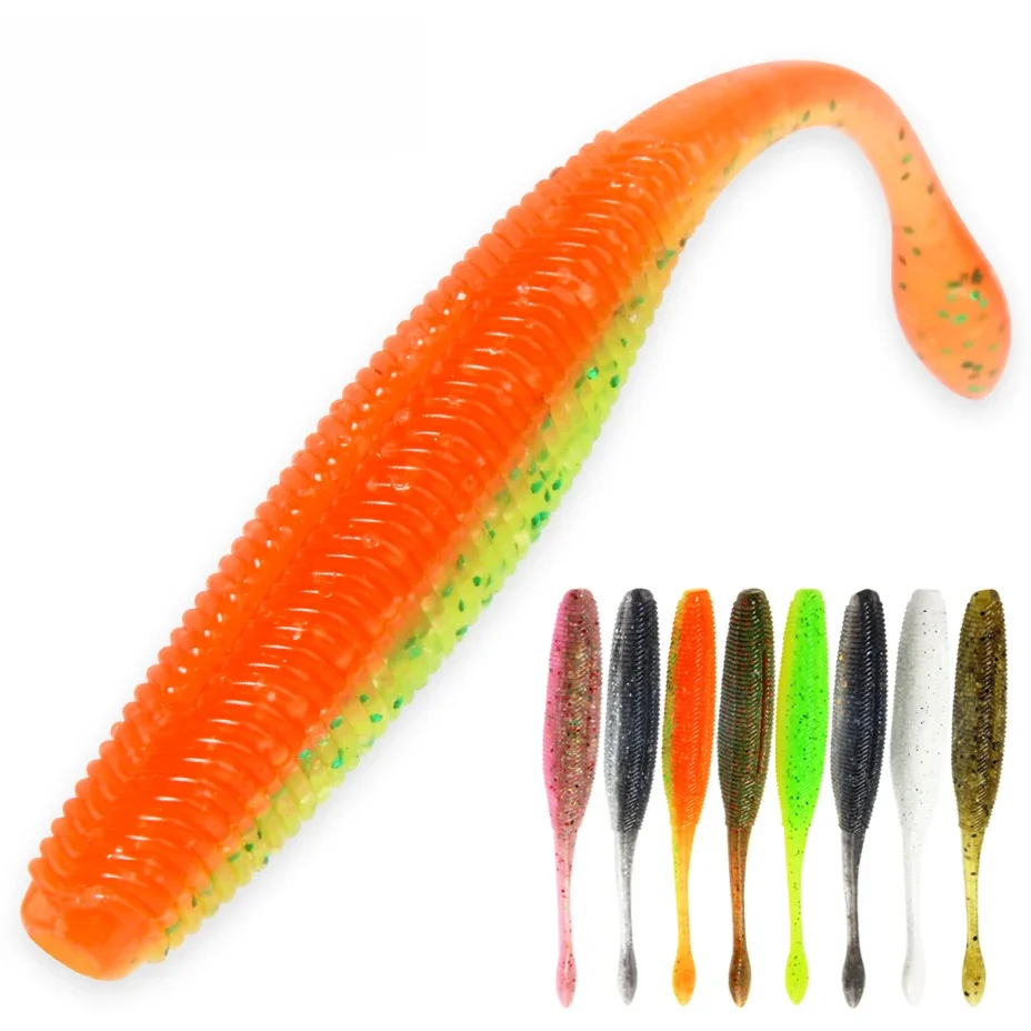 Spinpoler Stick Wurm Softbait Angelköder gesalzen gerader Schwanz 75 mm 90 mm 110 mm Perfekte Schwimmkunststoffe Dream Shot Soft 10 Stück