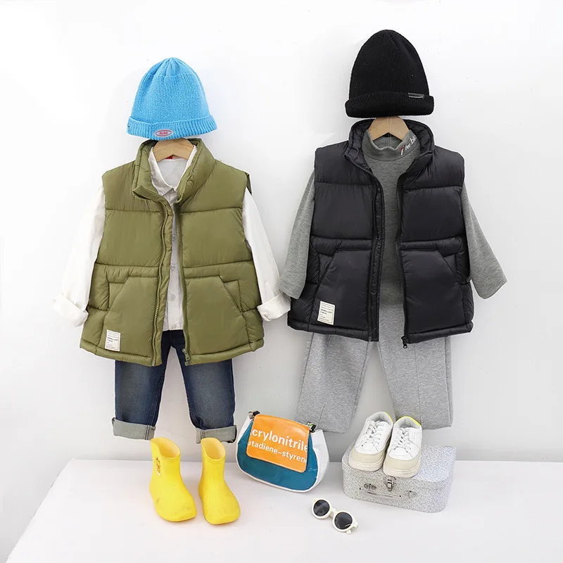 Inverno leggero bambino e ragazze ragazzi cotone foderato dolcevita Zip gilet giacche bambino gilet scuola bambini Outfit top 3-14 anni