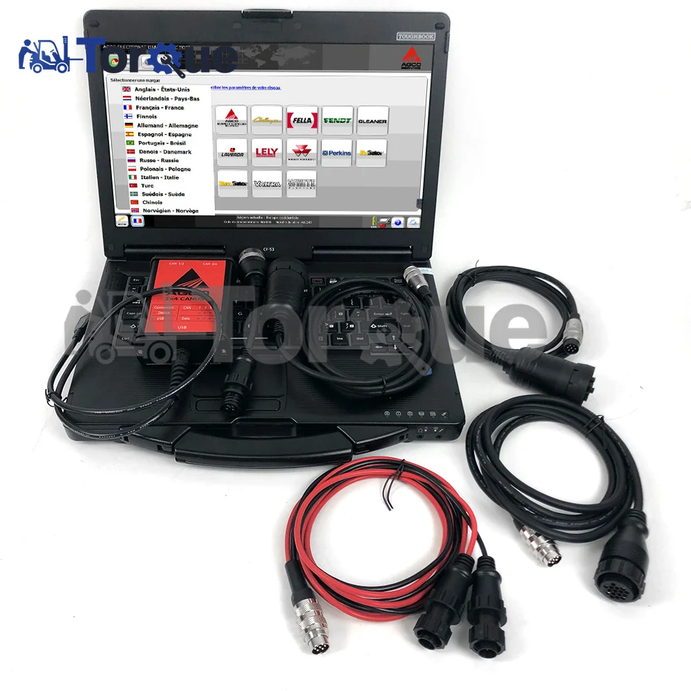 For AGCO OEM Agricultural Electronic Tractor Diagnostic Tool Massey Ferguson FENDT Interface AGCO CANUSB EDT With CF53 Laptop