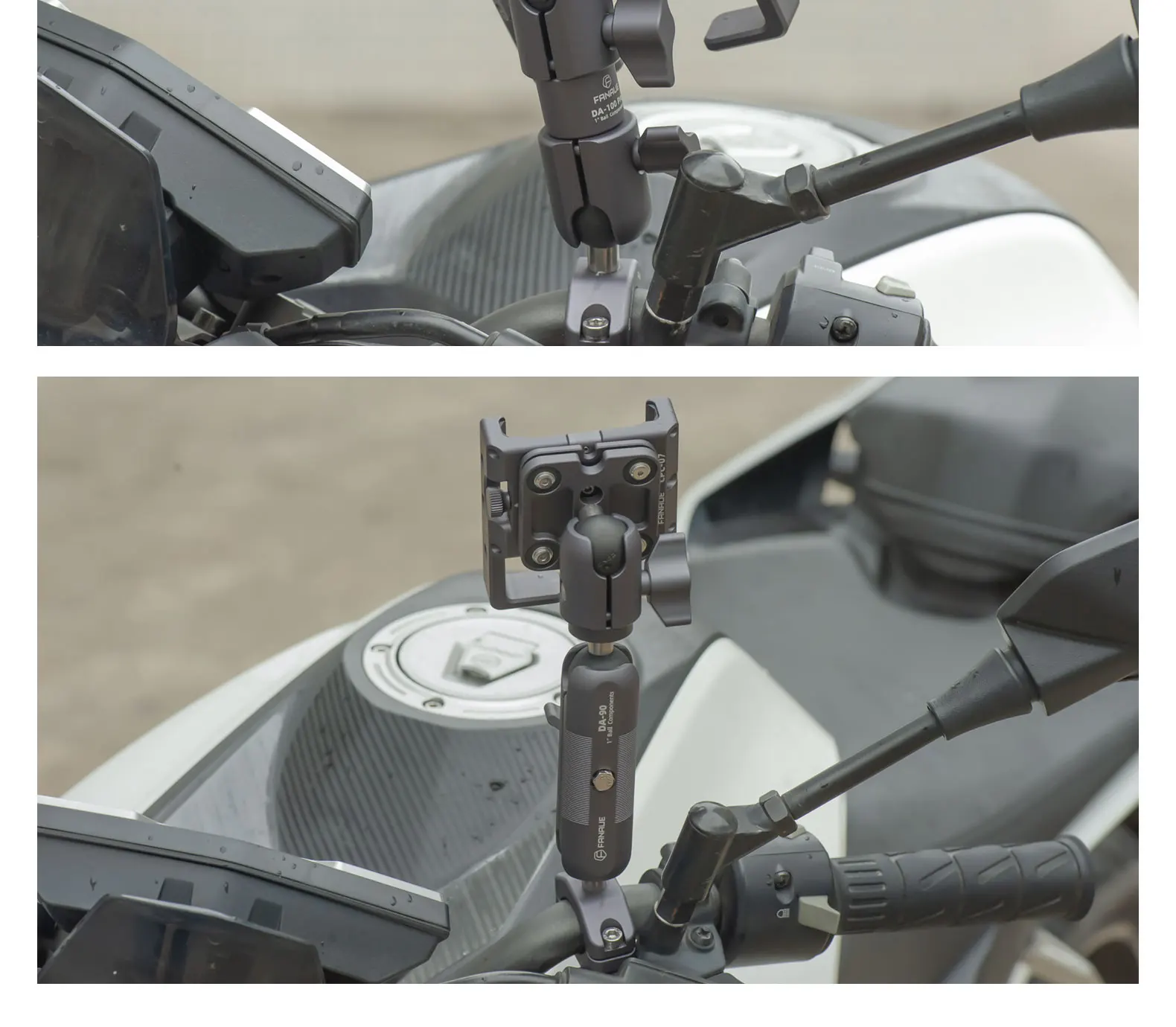 FANAUE Aluminiumlegierung Doppelsockelarm 25 MM/1 Zoll Kugelkopfhalterung Klemmhalterung für Fahrrad Motorrad Kamera für RAM MOUNTS – Detail 12