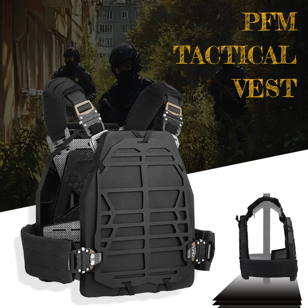 

PFM Tactical Vest MOLLE Lightweight Quick Release Buckle Plate Carrier Adjustable Tactical Body Armor Hunting Paintball Vest