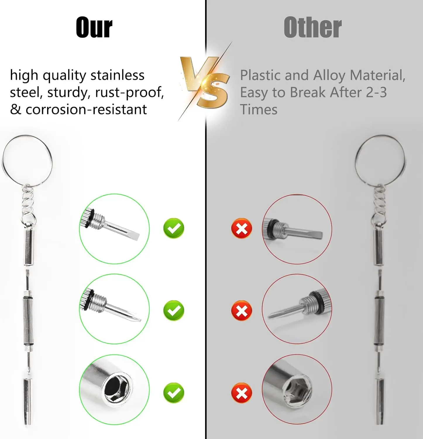 100 Pieces 3 in 1 Precision Eyeglass Cellphone Watch Screwdriver Repair Kit Mini Keychain Glass Eyewear Repair Tool